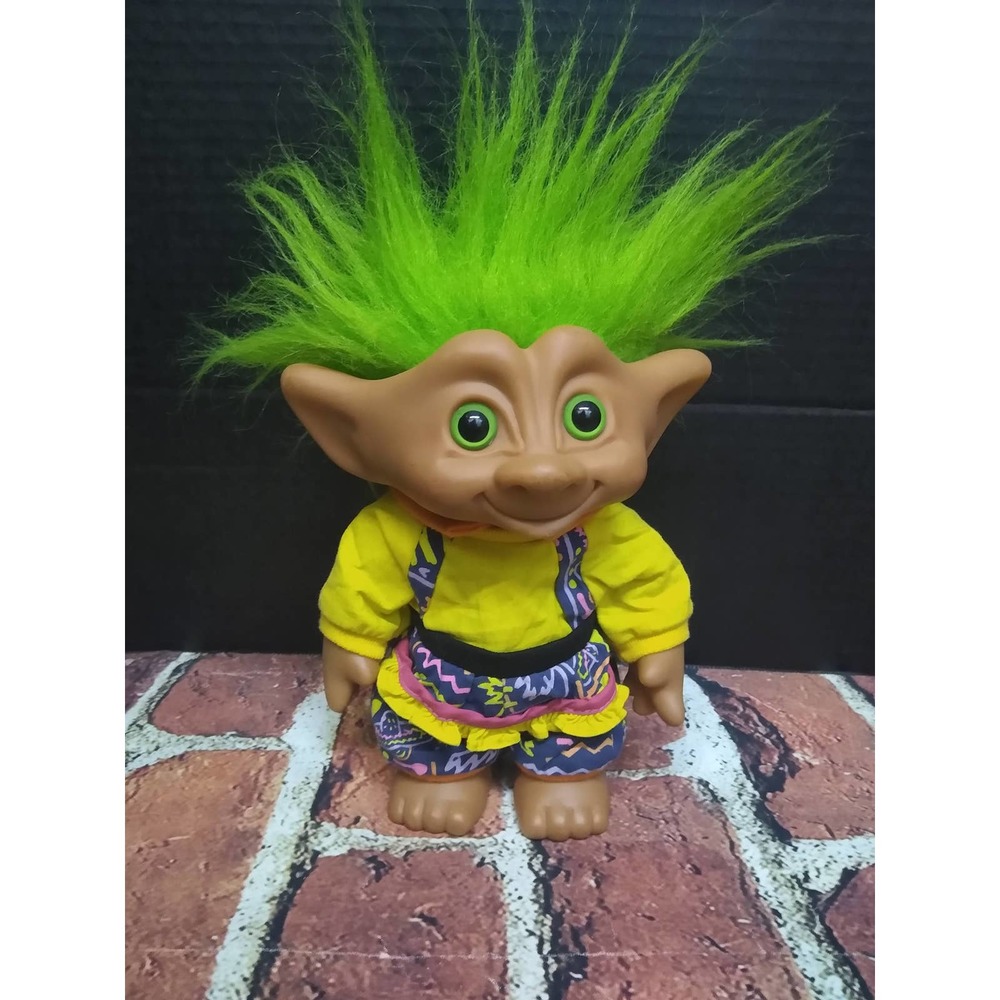 Vintage Large Plastic Treasure Troll With Jeweled Belly